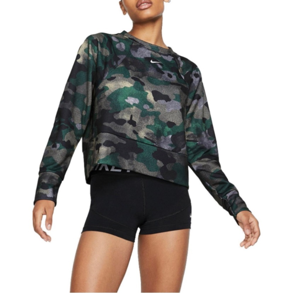 Nike Sportswear Training Rebel Crew Crop Camo Sweatshirt Small